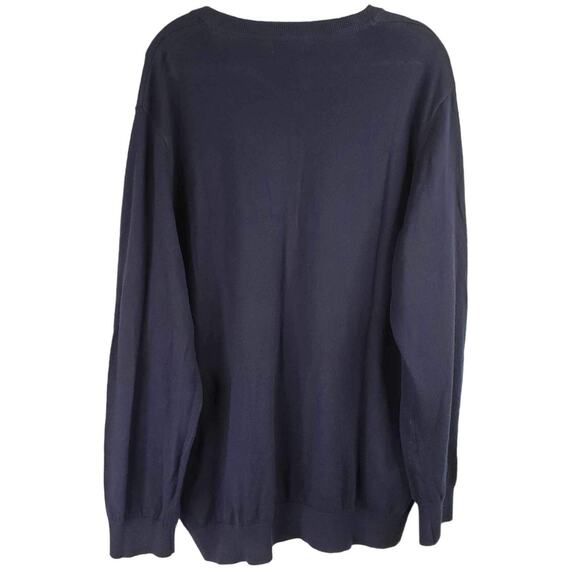 LL Bean Sweater Men’s Size XXL Navy Blue Cashmere Cotton Pullover Knit New - Picture 2 of 6